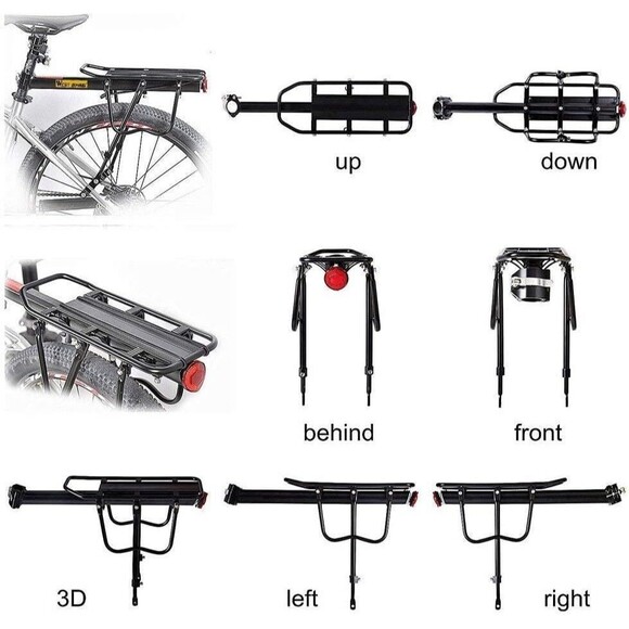 110Lb Capacity  Adjustable Bike Cargo Rack, Cycling Equipment, WEST BIKING - Picture 9 of 16